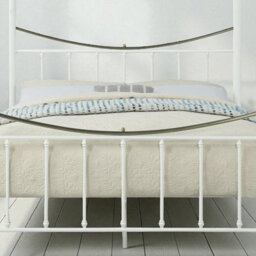 OAT Home Marylebone White & Brass Four Poster Metal Bed Frame - King Size - thumbnail 3
