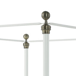 OAT Home Marylebone White & Brass Four Poster Metal Bed Frame - King Size - thumbnail 4