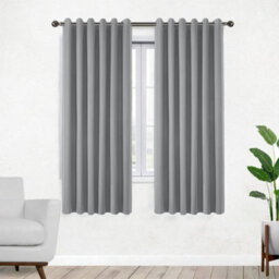 Bedlooms Grey Linen Curtain 100% Blackout Thermal Insulated Eyelet Curtain (Pair) 46 X 54 Inches With Tie Back Two - thumbnail 1