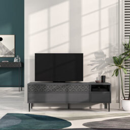 "Decortie Heaton Modern Multimedia Unit With Storage Tv Cabinet 60"" Anthracite Grey 145Cm" - thumbnail 1