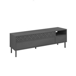 "Decortie Heaton Modern Multimedia Unit With Storage Tv Cabinet 60"" Anthracite Grey 145Cm" - thumbnail 2