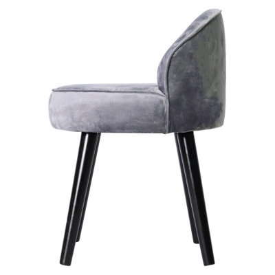 Living And Home Modern Silver Velvet Dressing Table Stool With Black  Rubberwood Legs by B&Q | uFurnish.com