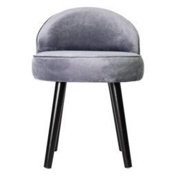 Living And Home Modern Silver Velvet Dressing Table Stool With Black Rubberwood Legs - thumbnail 2