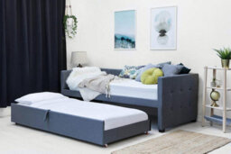 Holyrood Charcoal Grey Upholstered Day Bed & Pull Out Guest Trundle - Single - thumbnail 5