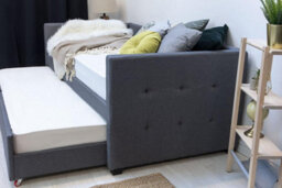 Holyrood Charcoal Grey Upholstered Day Bed & Pull Out Guest Trundle - Single - thumbnail 3