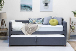 Holyrood Charcoal Grey Upholstered Day Bed & Pull Out Guest Trundle - Single - thumbnail 2