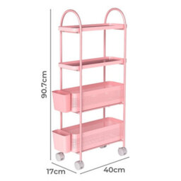 Levede 4 Tier Narrow Kitchen Trolley Cart Metal Pull Out Baskets Storage Bins - thumbnail 4