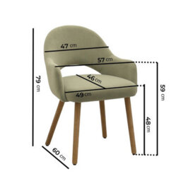 Set Of 2 Sage Green Velvet Dining Chairs With Oak Legs - thumbnail 2