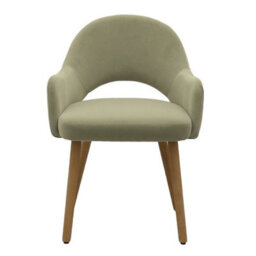 Set Of 2 Sage Green Velvet Dining Chairs With Oak Legs - thumbnail 5