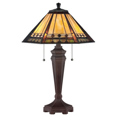 Luminosa Lighting Elstead Arden 2 Light Tiffany Desk Lamp Bronze, E27 - image 1