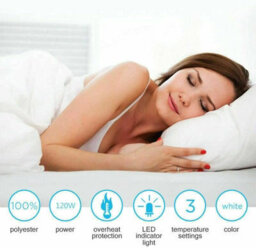 60W 3 Heat Setting Double Electric Blanket - White - thumbnail 4
