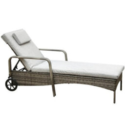 Ventura Rattan Sun Lounger With Adjustable Recline Padded Cushion - Grey - thumbnail 6