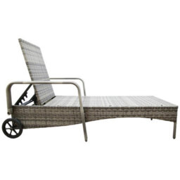 Ventura Rattan Sun Lounger With Adjustable Recline Padded Cushion - Grey - thumbnail 5