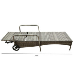 Ventura Rattan Sun Lounger With Adjustable Recline Padded Cushion - Grey - thumbnail 4