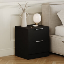 Lassic Vida Designs Trega 3 Piece Bedroom Set (2 Drawer Bedside Chest, 5 Drawer Chest, 2 Door 2 Drawer Wardrobe) Black - thumbnail 4