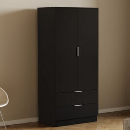 Lassic Vida Designs Trega 3 Piece Bedroom Set (2 Drawer Bedside Chest, 5 Drawer Chest, 2 Door 2 Drawer Wardrobe) Black - thumbnail 2