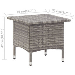 Berkfield Tea Table Grey 50X50X47 Cm Poly Rattan - thumbnail 5