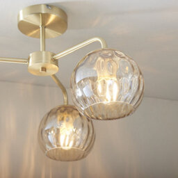 Luminosa Lighting Luminosa Dimple Multi Arm Glass Semi Flush Ceiling Light Satin Brass Plate, Champagne Lustre Glass - thumbnail 3