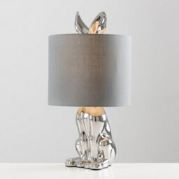 Valuelights Lepus Modern Chrome Ceramic Rabbit/hare Table Lamp With Grey Shade - Includes 4W Led Bulb 3000K Warm White - thumbnail 4