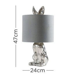 Valuelights Lepus Modern Chrome Ceramic Rabbit/hare Table Lamp With Grey Shade - Includes 4W Led Bulb 3000K Warm White - thumbnail 5