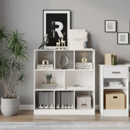 Urbn-Living Urbnliving 95Cm Height 8 Cube White Asymmetrical Storage Cabinet Wooden Bookcase Shelve Square Organiser - thumbnail 2