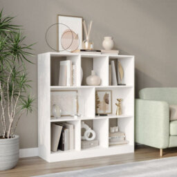 Urbn-Living Urbnliving 95Cm Height 8 Cube White Asymmetrical Storage Cabinet Wooden Bookcase Shelve Square Organiser