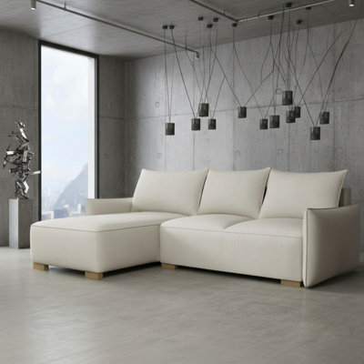 Focus L Universal Side Corner Sofa Bed With Storage Hdf And Chipboard Frame 240X155X87 Cm Fabric Cream - image 1