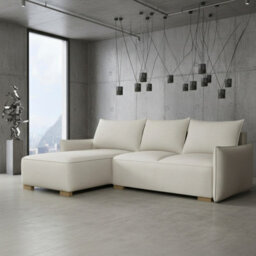 Focus L Universal Side Corner Sofa Bed With Storage Hdf And Chipboard Frame 240X155X87 Cm Fabric Cream