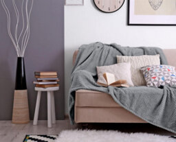 Waffle Flannel Fleece Throw Blanket Soft Warm Sofa Bed Travel (Cloudy Grey, Double) - Pack Of 2 - thumbnail 4