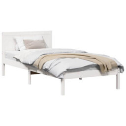 Berkfield Modern White Wood Bed Frame White Wood 100 X 200 Cm Durable - thumbnail 3