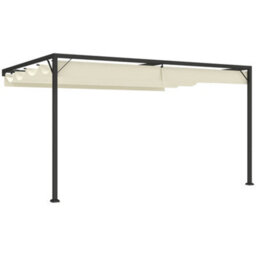 Outsunny 4 X 3(M) Outdoor Pergola Retractable Canopy Wall Mounted, Cream - thumbnail 2