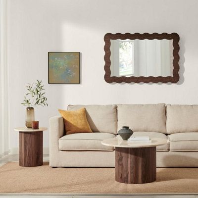 Furniturebox Uk Penrose Round Walnut & Cream Marble Effect Coffee Table - image 1