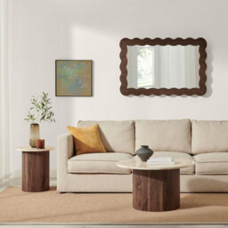 Furniturebox Uk Penrose Round Walnut & Cream Marble Effect Coffee Table