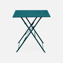 Sweeek. Folding Metal Bistro Garden Table 70 X 70Cm 2 Chairs Emilia Duck Blue 70X70X71 Cm - thumbnail 3