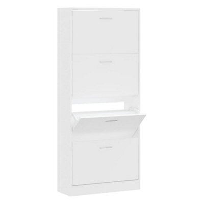 Berkfield Modern Shoe Cabinet White 63X24X147 Cm Engineered Wood