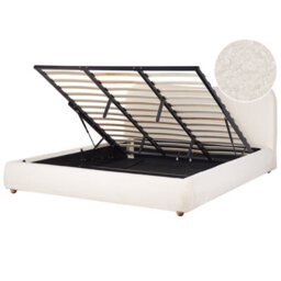 Beliani Ottoman Bed Boucle Blagnac 180 X 200 Cm (Eu Super King) Off-White - thumbnail 1