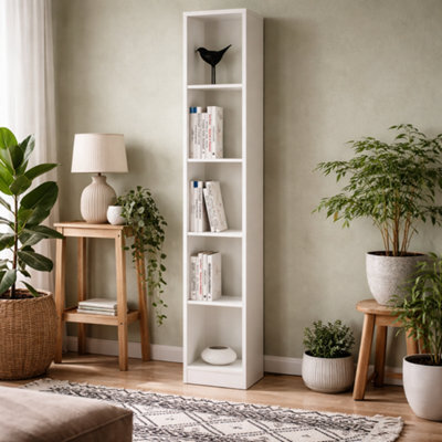 Wyld Haus Hollola Tall White Wooden Bookcase, 5 Shelves - image 1