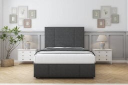 "Comfort Arya Graphite Dumfries Divan Bed Set 2 Drawers Right Side - 26"" Strutted & 12"" Footboard 4' Small Double" - thumbnail 1