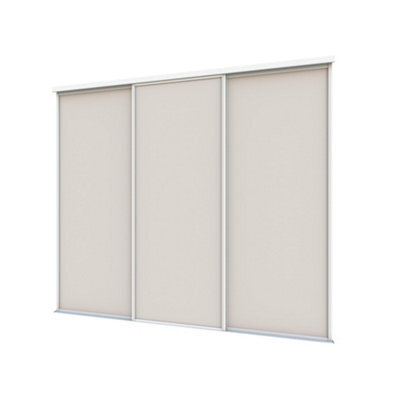 A-Class Sliding Doors Set Of 3 Cashmere Grey Sliding Wardrobe Door Kit In White Frame & Tracks, Opening Height (H) 225-226Cm & Width (W) 223-224Cm - image 1