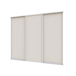 A-Class Sliding Doors Set Of 3 Cashmere Grey Sliding Wardrobe Door Kit In White Frame & Tracks, Opening Height (H) 225-226Cm & Width (W) 223-224Cm - thumbnail 1