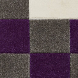 Grey Purple Modern Easy To Clean Bordered Chequered Geometric Rug For Dining Room-80Cm X 150Cm - thumbnail 3