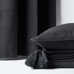 Homescapes Cotton Rajput Ribbed Black Cushion Cover, 60 X 60 Cm - thumbnail 5
