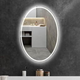 Deenz 70X50 Cm Double Led Oval Lighted Bathroom Wall Mirror 3 Color Light Touch Switch With Fog Pad Illuminated Backlit L8033 - thumbnail 1