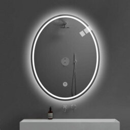 Deenz 70X50 Cm Double Led Oval Lighted Bathroom Wall Mirror 3 Color Light Touch Switch With Fog Pad Illuminated Backlit L8033 - thumbnail 4