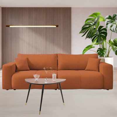 Sofa Bed With Storage Modern Velour Upholstery, Stylish And Functional By Furyn Orange - image 1