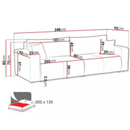 Sofa Bed With Storage Modern Velour Upholstery, Stylish And Functional By Furyn Orange - thumbnail 7