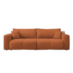 Sofa Bed With Storage Modern Velour Upholstery, Stylish And Functional By Furyn Orange - thumbnail 2