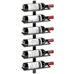 Homcom Wall Mount Wine Rack For 6 Wine Bottles, Black - thumbnail 2
