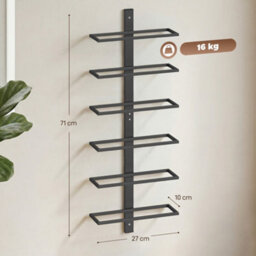 Homcom Wall Mount Wine Rack For 6 Wine Bottles, Black - thumbnail 3