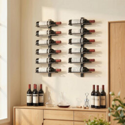 Homcom Wall Mount Wine Rack For 6 Wine Bottles, Black - thumbnail 8